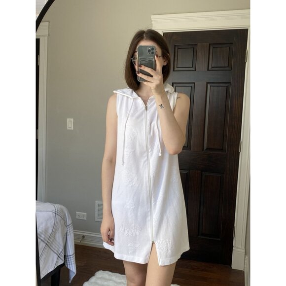 Wearabouts White Terry Zip-Up Cover-Up Dress – Size L - Picture 4 of 7
